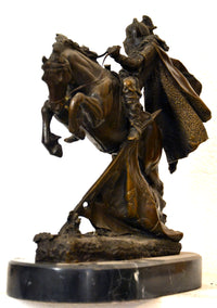 Viking on horseback in bronze with artist signature