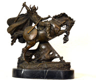 Viking on horseback in bronze with artist signature