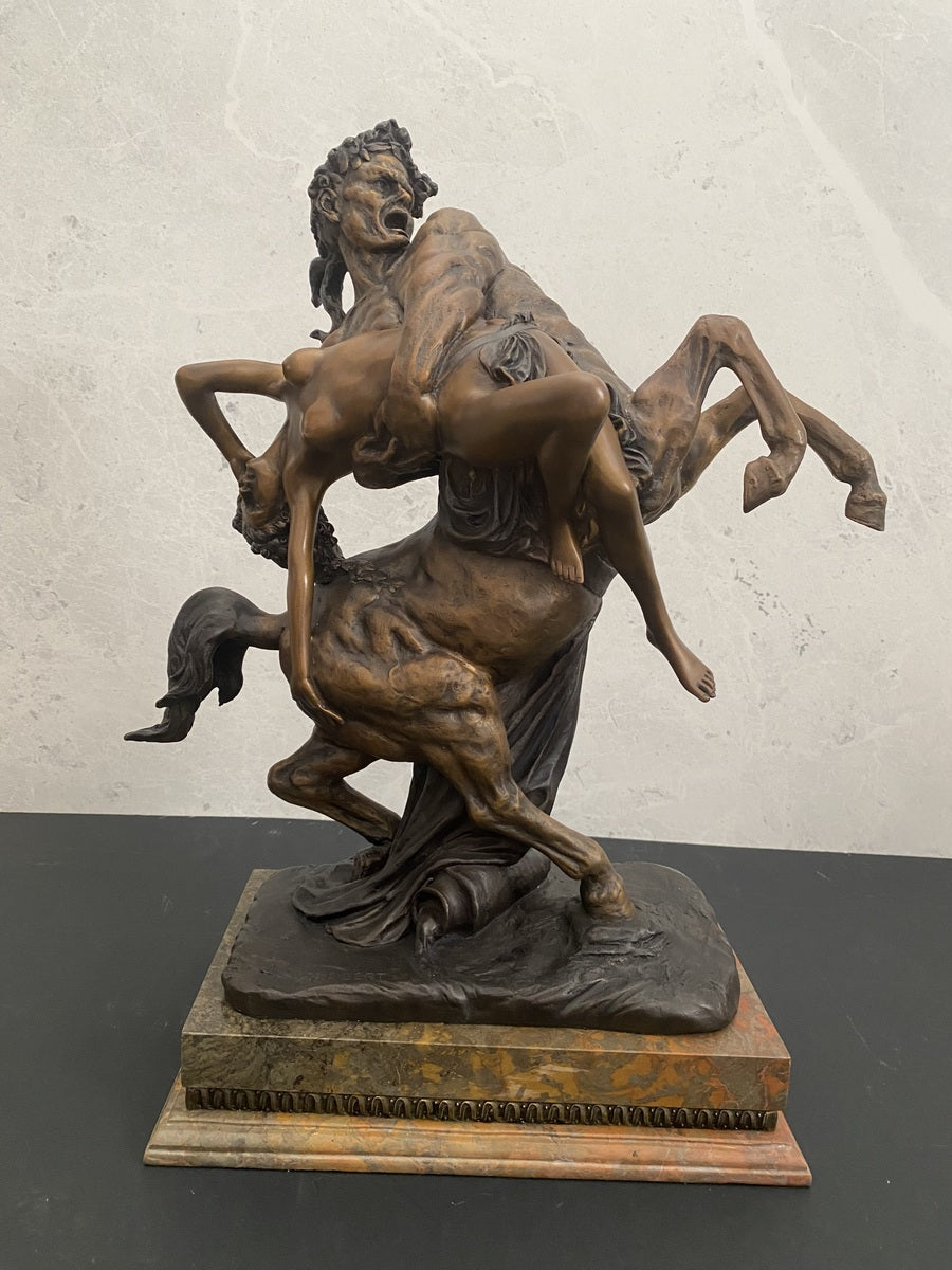 XL Bronzefigur signiert 28kg -Die Entführung von Deianira durch  Zentaur Nessus