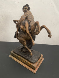 XL Bronzefigur signiert 28kg -Die Entführung von Deianira durch  Zentaur Nessus