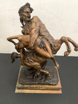 XL Bronzefigur signiert 28kg -Die Entführung von Deianira durch  Zentaur Nessus