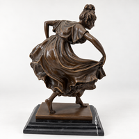 Seitenansicht der Tänzerin aus Bronze mit nach vorn geneigtem Oberkörper und angehobenem Rock.