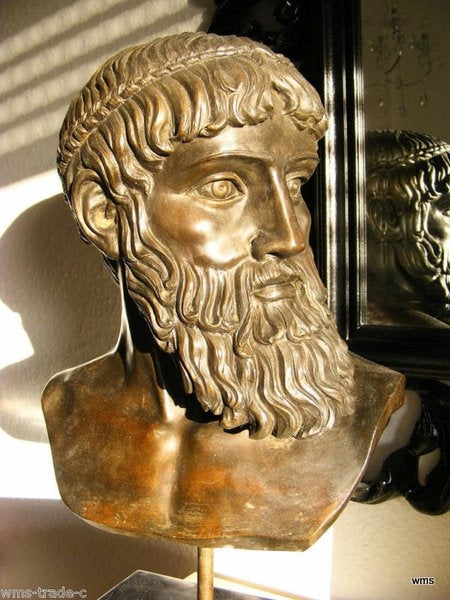 Poseidon Bronze Büste - Griechische Mythologie auf Sockel