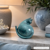 Chat en bronze animalier moderne fait main avec patine bicolore sur marbre