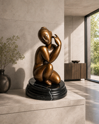 ronzeskulptur Frauenakt nach Amedeo Modigliani – elegantes Stimmungsbild im Interieur
