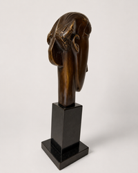 ronzeskulptur Kopf nach Modigliani – rückwärtige Dreiviertelansicht