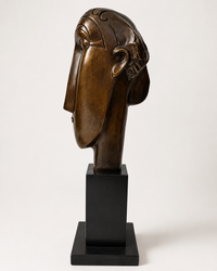 Bronzekopf nach Amedeo Modigliani – seitliche Ansicht auf Marmorsockel