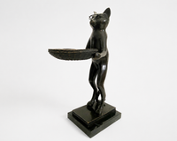 Animal ludique bronze couché chat en bronze lisant un livre serre-livres 3 kg