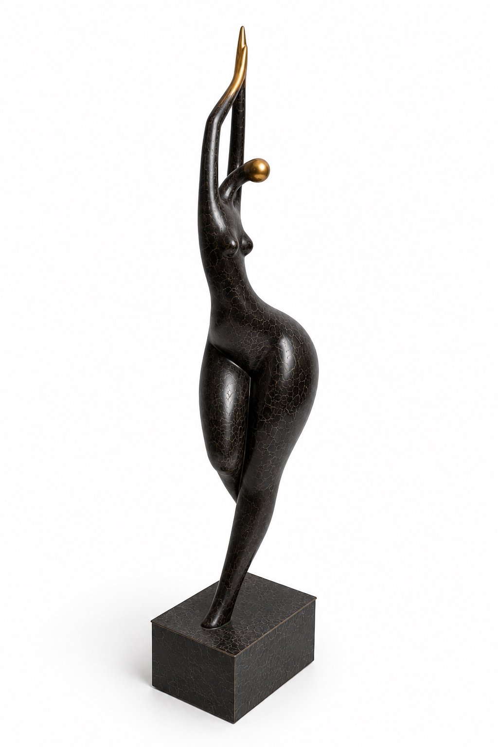 Bronze Akt Figur – weitere frontale Ansicht der schlanken Frauenfigur