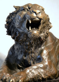 Bronze Tiger Skulptur signiert A.L.Barye auf Marmorsockel